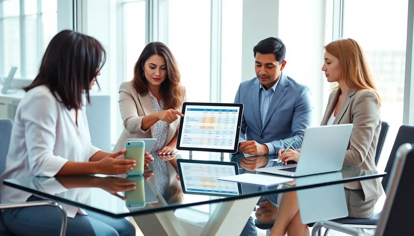 diverse team discussing budgeting for fixed expenses in a modern office.